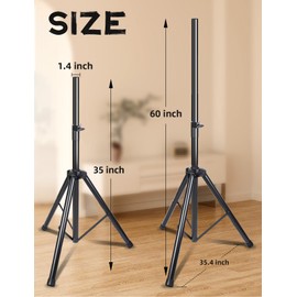 GZGDLJQ Speaker Stand Tripod Heavy Duty Speaker Tripod Stand Adjustable Height from 35 to 60 Inch Universal on Stage Speaker Stands 35 MM Compatible Insert
