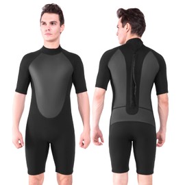 REALON Women's Mens Neoprene Shorty Wetsuit 2mm 3mm Back Zipper Cold Water Thermal Swimsuit for Swimming Surfing Diving Snorkeling
