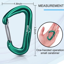 BEIFENG 12KN Lightweight Heavy Duty Carabiner Clips,Aluminium Wiregate Caribeaners for Hammocks,Camping, Key Chains, Outdoor and Gym etc,Hiking & Utility (Green)
