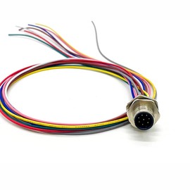 M12 Female A Coded 8 Pin Straight Back Bracket for Cable 0.2M Waterproof Solder Connector