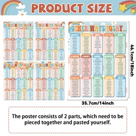4Pcs Groovy English Educational Posters 60 Groups Grammar Learning Charts Other Way to Say Poster Classroom Synonym Bulletin Board Parts of Speech Wall Decor Elementary Middle School Teacher