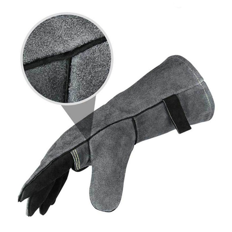1 Pair Forge Welding Gloves High Temperature Resistant Cowhide BBQ