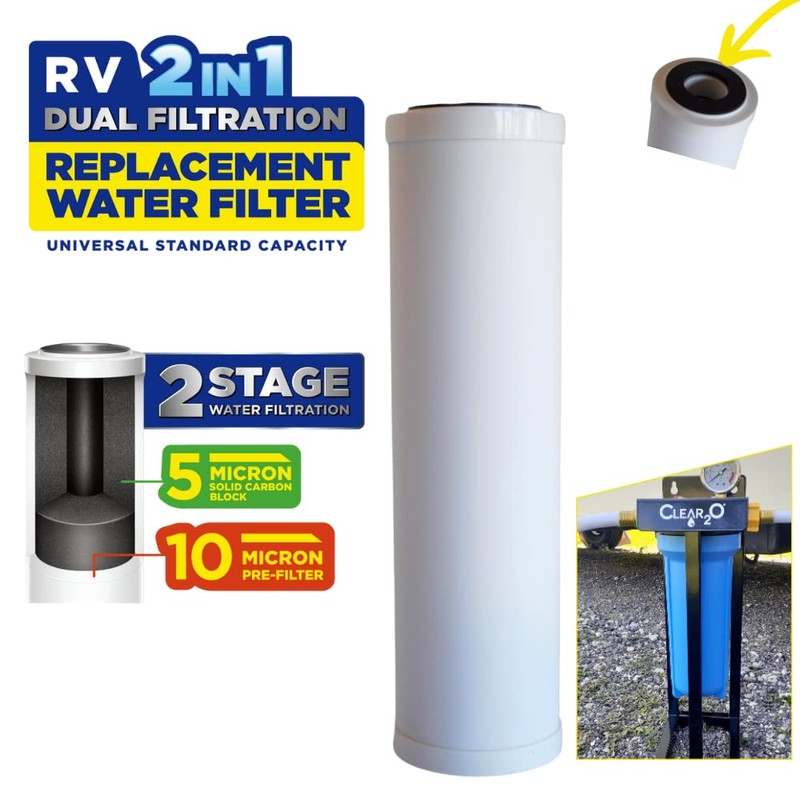 CLEAR2O® RV 2 IN 1 DUAL FILTRATION REPLACEMENT WATER FILTER