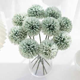 Artificial Pompon Flower, 2pcs Creative Diy Spring Fake Flower Bouquet, Decorative Flowers for Home & Wedding Party Decor, Decoration Home Ideas, Home Decor - Color: Green, Specification: one-size