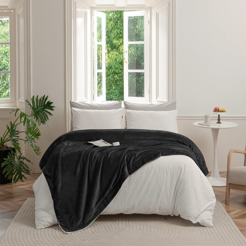 Good Nite Bed Throw Blanket 130x150cm Sherpa Flannel Blankets Fleece