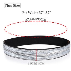 Abien Rhinestone Wasit Belts Black Stretch Belt Sparkle Elastic Waist Belt Plus Size for Women for Dresses (Silver-1)