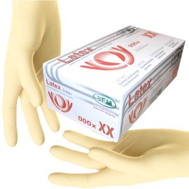 SFM ® BIOLIMES Latex XS S M L XL White Powder-Free Fully Textured Disposable Gloves Examination Gloves Pack of 100 m 100.00