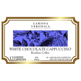 White Chocolate Cappuccino Brazilian Coffee (Single Serve K-Cup Pods) (Gourmet, Naturally Flavored, Whole Coffee Beans) (12 pods, ZIN: 578114)