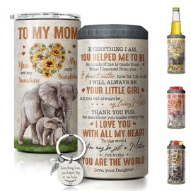 SANDJEST Mom Tumblers - To My Mom 12oz 4-in-1 Tumbler & Can Cooler Stainless Steel Insulated - Moms Can Coozie for Standard Size Cans - Christmas, Birthday, Mother's Day Gifts for Mom from Daughter