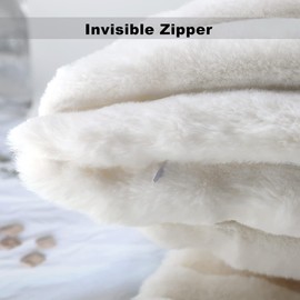 Faux Fur Plush Pillow Covers 18x18in HADEEONG Set of 2 Fuzzy Striped Soft Throw Pillow Covers Decorative Farmhouse Wool Blend Pillowcase for Couch Sofa Cushion Xmas Decor