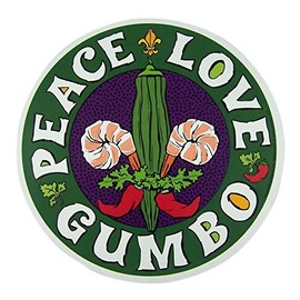 Car Magnet Peace Love Gumbo Louisiana Magnetic Decal for Locker or Fridge, 5 3/4 Inch