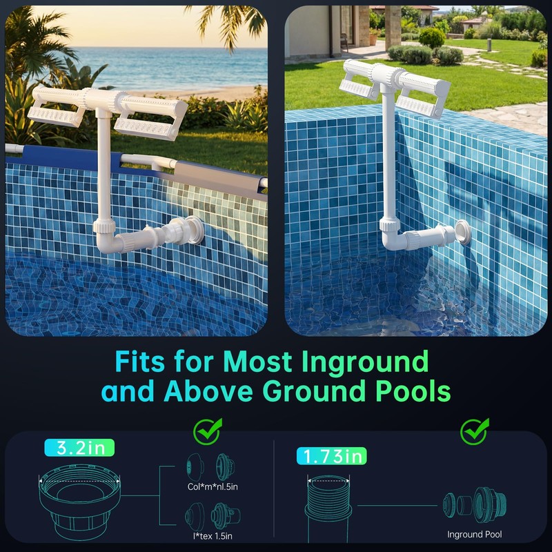LED Pool Fountain with Remote, Rechargeable Waterfall Spray for Inground