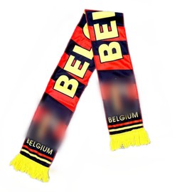 iNszkoos Belgium Football Fans Scarf Belgium National Team Soccer Cheer Fans Scarf Football Team Supporter Scarf with Tattoo Stickers National Football HD Knit Scarf for World Cup Sporting Events