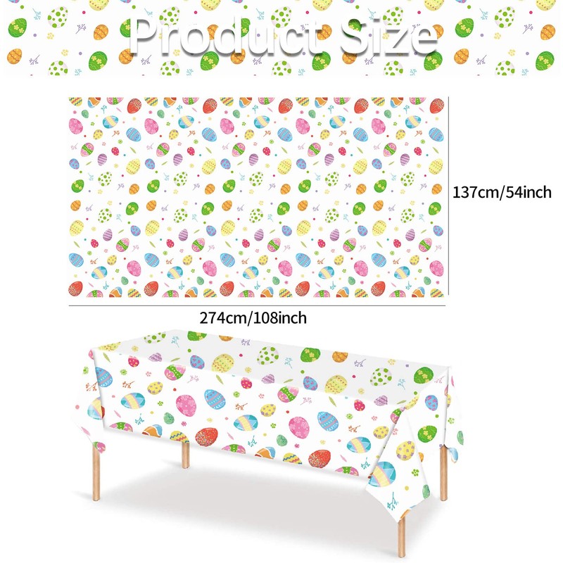CODKU Easter Table Cloth Party Tablecloth Easter Plastic Tablecloth Waterproof