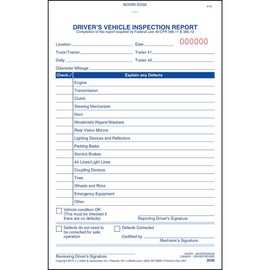 Simplified Driver's Vehicle Inspection Report 10-pk. - Book Format, 3-Ply Carbonless, 5.5" x 8.125", 31 Sets of Forms Per DVIR Book - Meet FMCSR Requirements - J. J. Keller & Associates