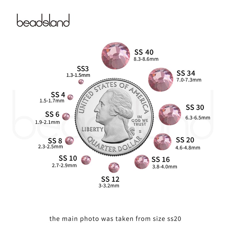 Beadsland 576pcs Flat Back Crystal Rhinestones Round Gems for Nail