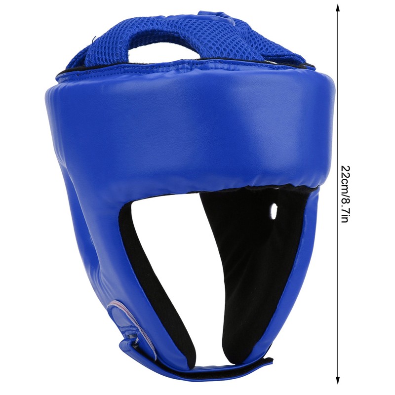Boxing Helmet PU Leather Adjustable Head Guard Sanda Kickboxing Training