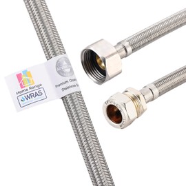 Home Range 200mm WRAS Approved15mm Compression x 1/2" |7 Lengths| Flexi Pipe Connector, BSP Fitting, 304 Stainless Steel, Rust & Lead-Free Flexible Hose for Kitchen & Bathroom