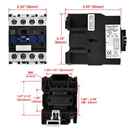 Heschen AC Contactor, CJX2-2501, 220V 50/60Hz Coil, 3P, 3 Pole, Normally Closed, Ie 25A, Ue 380V