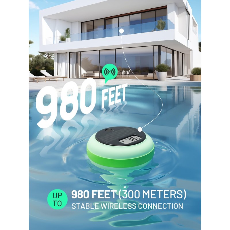 Solar Pool Thermometer with Indoor Display (Green)