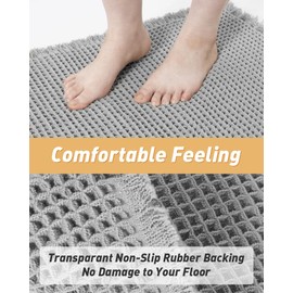 Rvolst Bath Mat Rug for Bathroom Waffle Woven Bathroom Mat Super Absorbent Machine Washable Non Slip Farmhouse Boho Bathroom Rug 61x92cm Grey