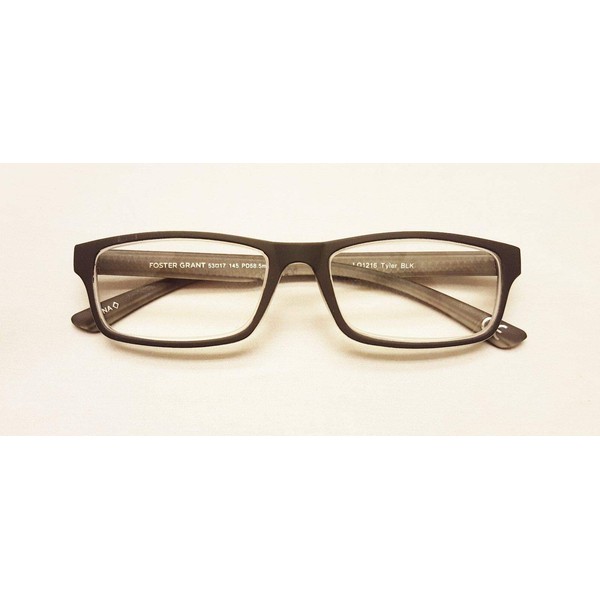 Foster Grant Tyler Men's Reading Glasses Black Rubberized Frame +2.00