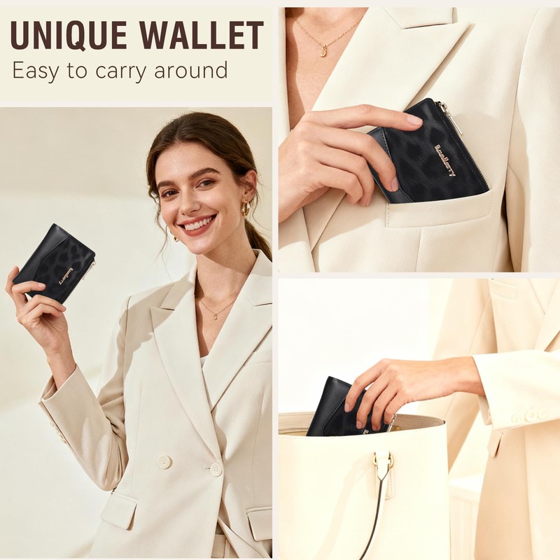 Lapensa Small wallet for Women RFID Blocking Bifold Zipper Pocket
