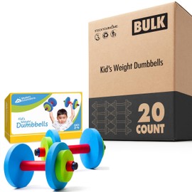 Modern Innovations Kids Weight Set (20 Pack), Toy Dumbbells, Baby Dumbbell Workout Weights, Fun Fitness Equipment for Toddlers (Blue, Green, Red)