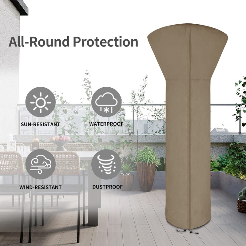 Easy-Going Patio Heater Cover with Zipper and Storage Bag, Waterproof