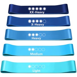 Set of 5 Fitness Bands, Resistance Bands, Elastic Resistance Bands with 5 Strength Levels, Natural Latex, Gymnastics Band for Men and Women for Home Fitness, Strength Training, Yoga, Rehabilitation