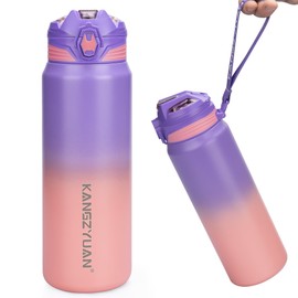 KZYBODY Water Bottle, 23.7 fl oz (700 ml), 316 Stainless Steel, Vacuum Insulated, Cold Insulated, Direct Drinking, Tritan Drinking Mouth, One-Touch Opening, Lightweight, Handle Included, Wide Mouth