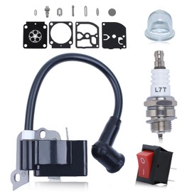Haishine Stihl FS38 FC55 FS45 FS46 FS55 HL45 HS45 KM55 Ignition Coil with Carburetor Repair Kit Spark Plug Oil Bubble Universal Chainsaw Switch