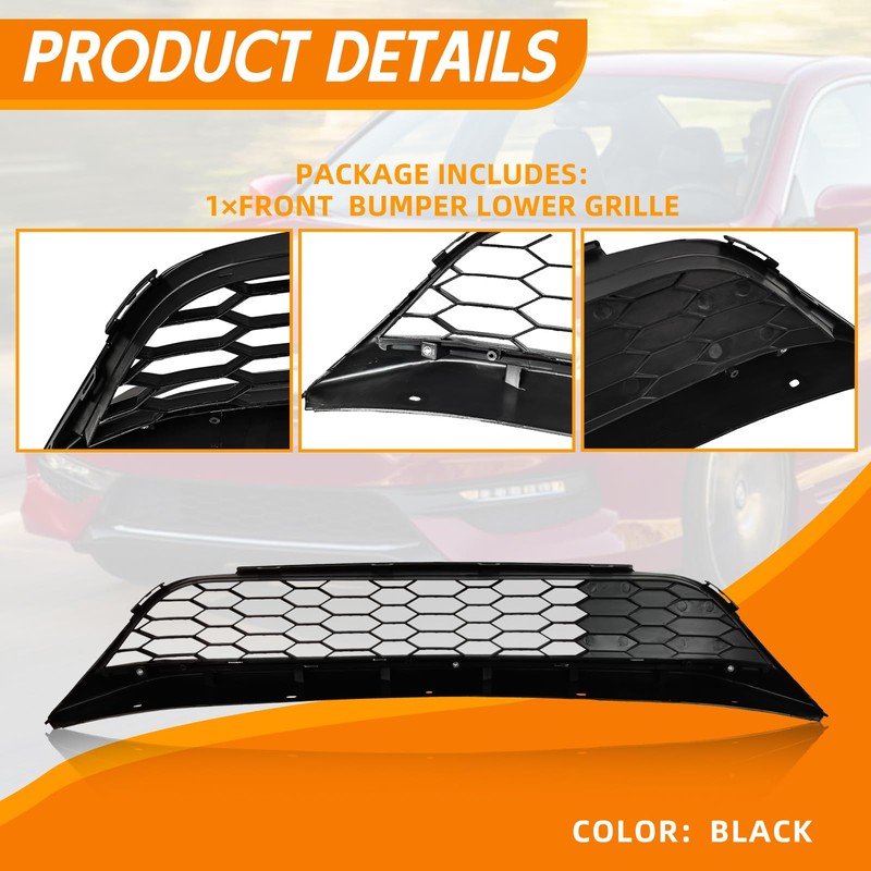 YLT AUTO Front Bumper Lower Mesh Grill Grille W/Chrome Trim