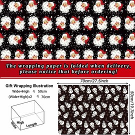 Sanixin 12Pcs Vintage Christmas Wrapping Paper with Santa Snowman Snowflake Black White Buffalo Plaid Patterned for Winter Holidays DIY Craft, 3 Patterns, 27.6×19.7 Inches,Easy Storage (Black Snowman Santa)