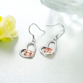 Animal Dangle Earrings Sterling Silver Horse/Axolotl/Wolf/Cat/Owl Dangle Earrings Animal Jewelry Gifts for Women, Sterling Silver, No Gemstone