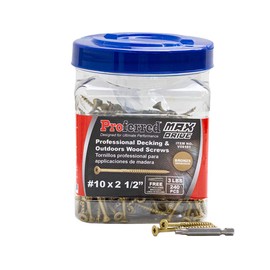 Proferred MAX Drive Professional Decking & Outdoors Wood Screws, Bronze SKT® Coating - 1500 Hour Salt Spray, #10 X 2-1/2",6 Lobe 25 Drive (240pcs with 1 Bit in Jar) Model Number: V56101