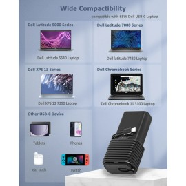 Unbranded New Slim 65W USB-C Laptop Charger For Dell Latitude 5420/5520/7420