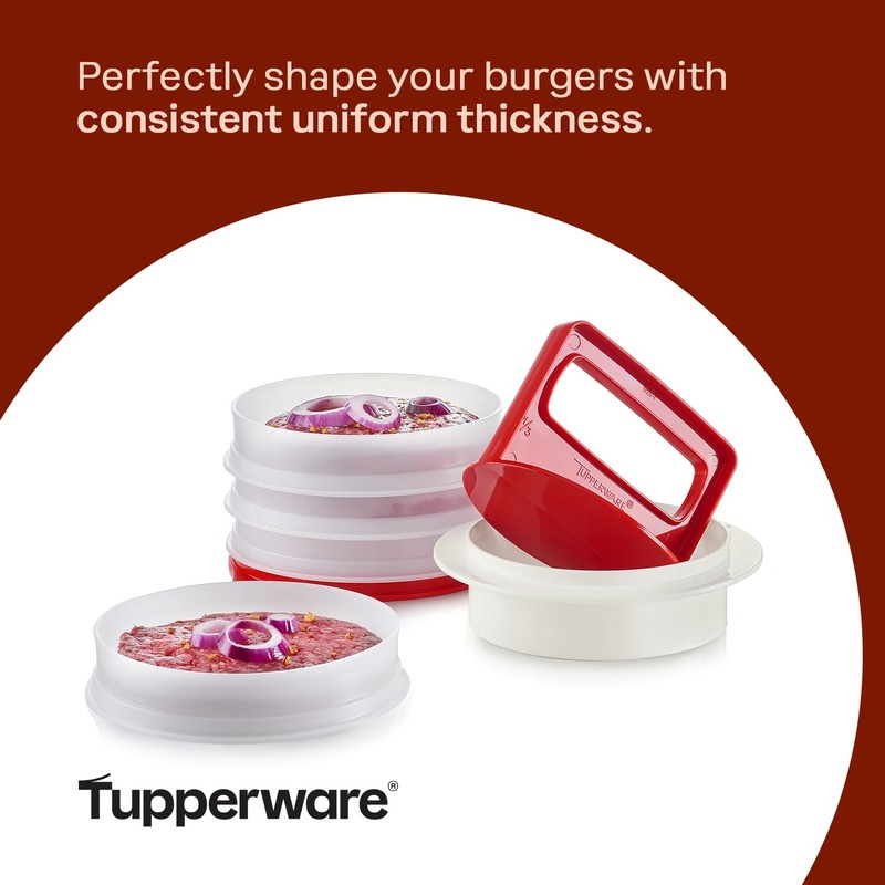 Tupperware Hamburger Press and 4-Container Set, Dishwasher Safe and BPA