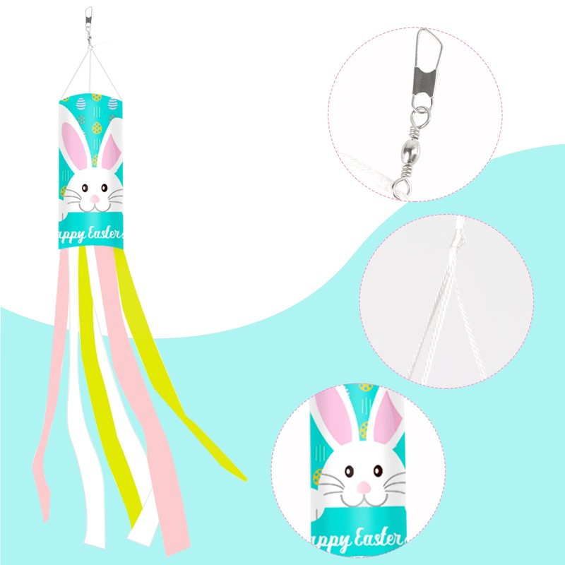 Lucleag 2 PCS Happy Easter Windsock, Easter Egg Bunny Rabbit