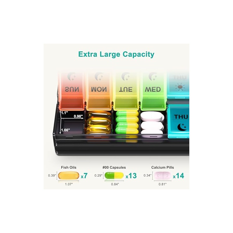 Fullicon Fast Refill Pill Box 2 Times a Day, Large