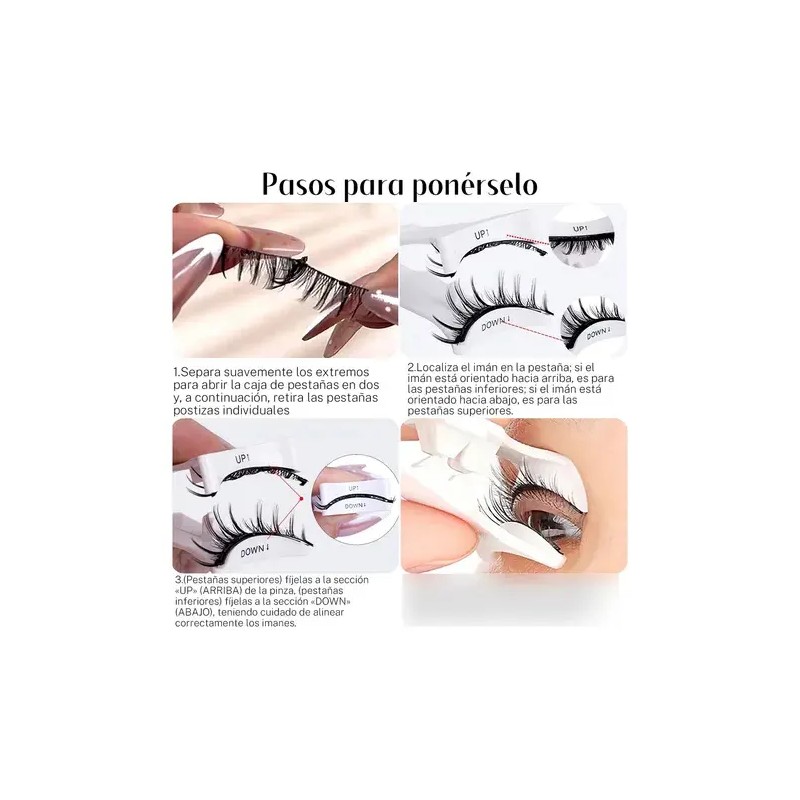Kit De Pestaras Magneticas Reutilizables Con Aplicador 2pars