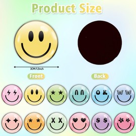 Whaline 12Pcs Smile Face Resin Refrigerator Magnets Pastel Preppy Decorative Fridge Magnetic Stickers Boho Locker Magnet for Kitchen Dishwasher Mailbox Metal Door Cabinets