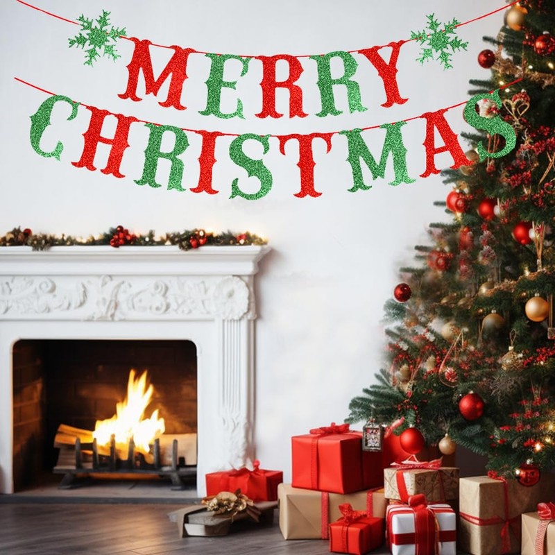 Yahpetes Merry Christmas Banner Christmas Party Decorations