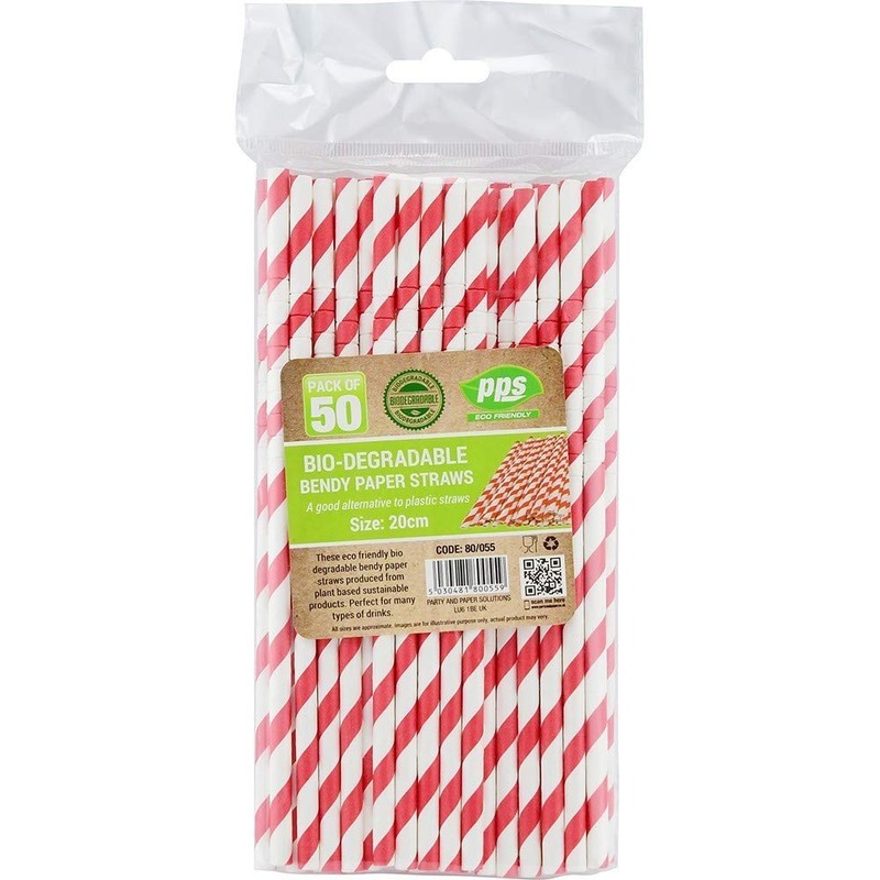 Party Paper Solutions 50 x Bendy Red and White Stripe