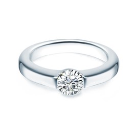 Tresor 1934 Sterling Silver 925 rhodium-plated Ladies ring / Engagement ring / Wedding ring with white Zirconia Size N 60451024