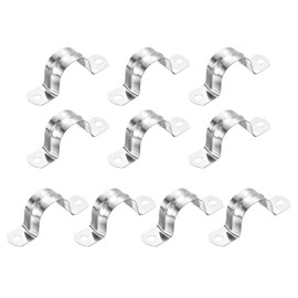 sourcing map 12Pcs Rigid Pipe Straps, 27mm(1.06") 304 Stainless Steel 2 Hole U-Shaped Bracket Tube Hanger Pipe Clamps for Fixing Pipe Cable