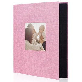 Miaikoe Photo Album 4 x 6 inch 300 Slip-in Linen Album, for Family Wedding Anniversary, Book Holds 300 Horizontal 4 x 6 inch Photos, Pink