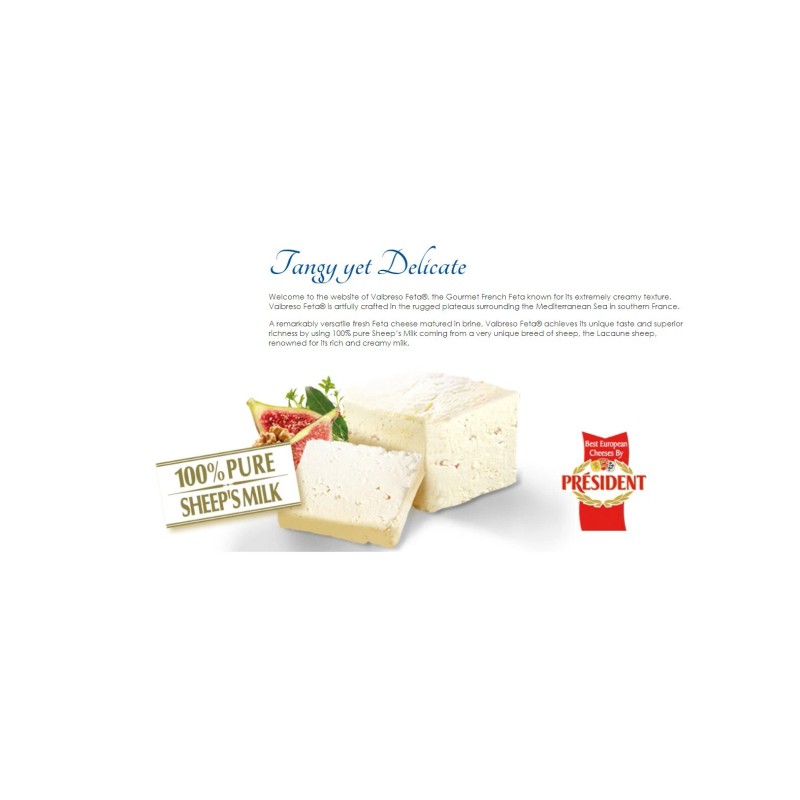 valbreso Sheep's Milk Feta Cheese 21.2oz (600g) each Tin French