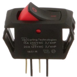 CARLING RSCA201-VB-B-9-V SWITCHES, ROCKER, SPST, 20A, 125V, BLACK (1 piece)
