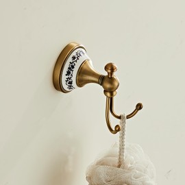 NEWRAIN Towel Hooks for Bathrooms, Wall Mounted Antique Brass Towel Holder, Heavy Duty Screw-in Coat Robe Hook for Kitchen, Bedroom,Hotel,Pool,Coat